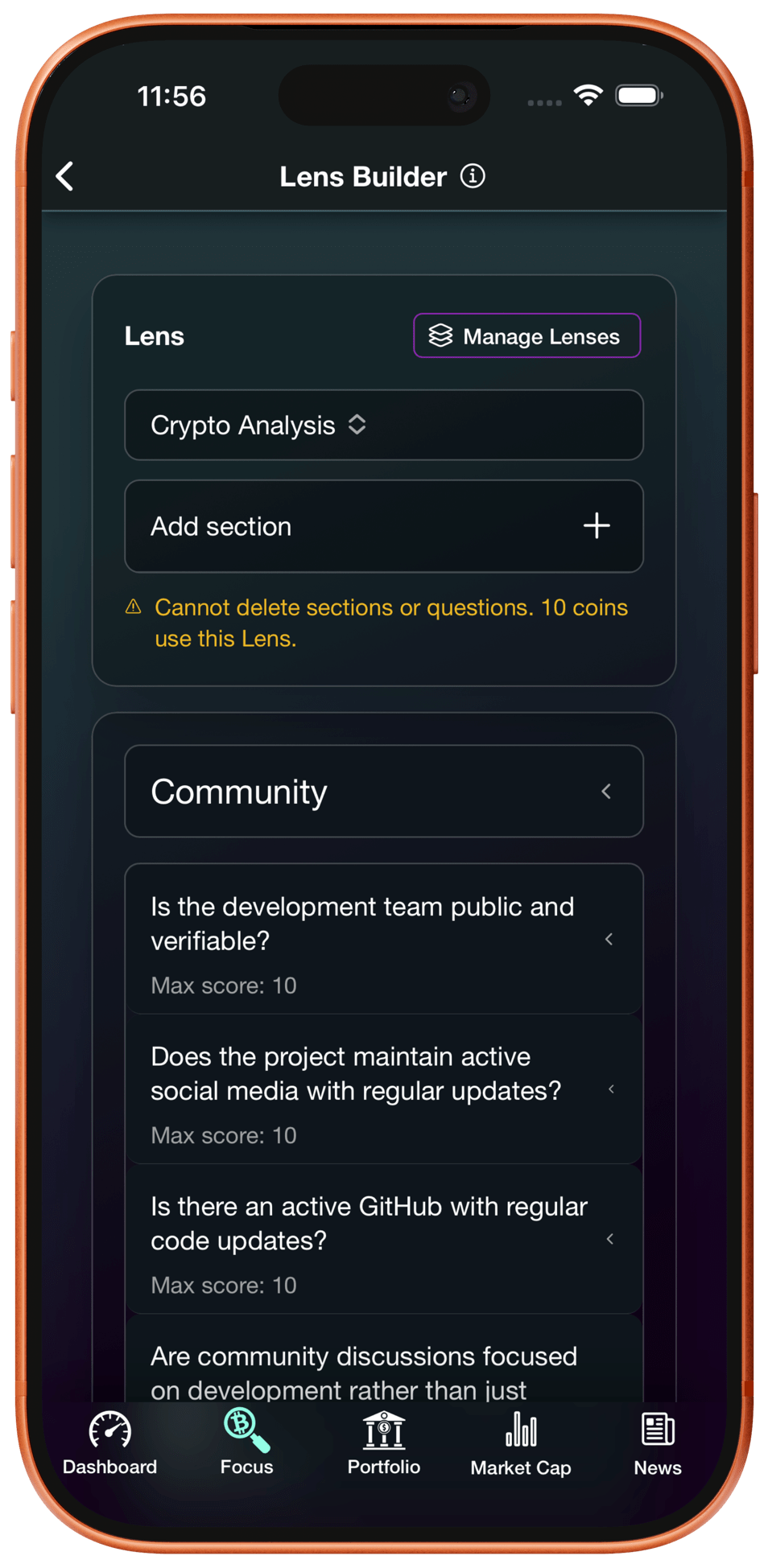 Fundamentally Lens Builder for cryptocurrency fundamental analysis evaluation